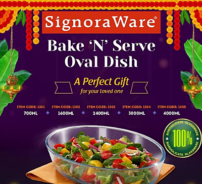 Signora ware Bake &Serve Oval Square Dish 700ML Signora ware Bake &Serve Oval Square Dish 700ML