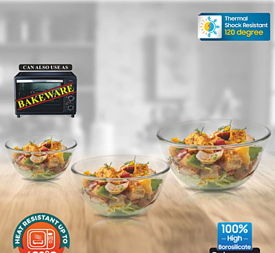 Signora ware Mixing Borosilicate Bowl Combo- set/3 (500,1000,1500 ML) Signora ware Mixing Borosilicate Bowl Combo- set/3 (500,1000,1500 ML)