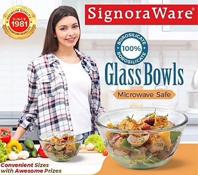 Signora ware Mixing Borosilicate Bowl Combo- set/3 (500,1000,1500 ML) Signora ware Mixing Borosilicate Bowl Combo- set/3 (500,1000,1500 ML)