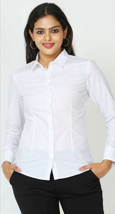 VANHEUSEN WOMENS SHIRT CVC BLUE & WHITE VANHEUSEN WOMENS SHIRT CVC BLUE & WHITE