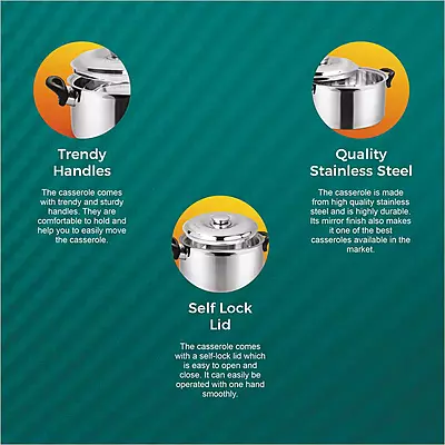 "Signora Ware Therma Casserole with Handle & Steel Lid 2.1 Liter