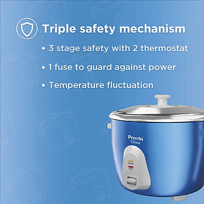 Preethi Glitter 1.8L Double Pan Electric Rice cooker (Blue)