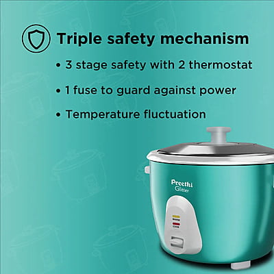 Preethi Glitter 2.2L Double Pan Electric Rice cooker Green