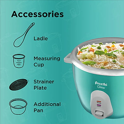 Preethi Glitter 2.2L Double Pan Electric Rice cooker Green